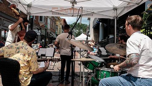The Dylan Perrillo Quintet during an outdoor summer performance